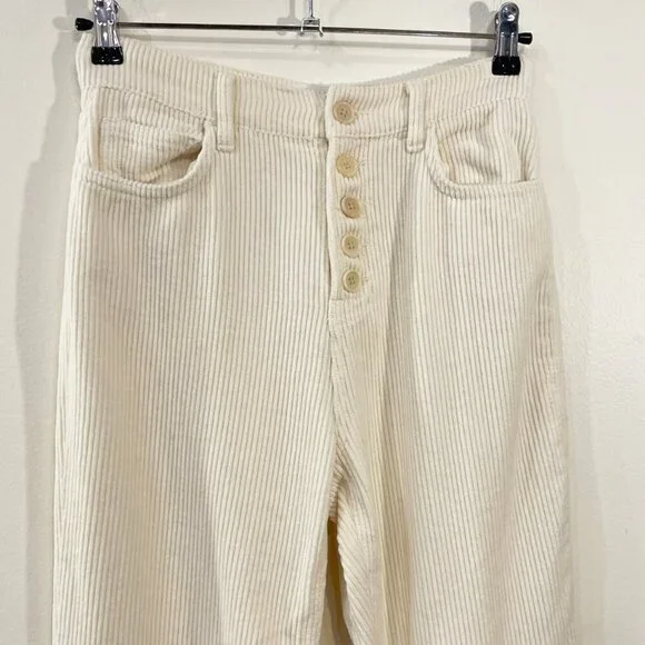 Last Chance! New Ref Cynthia Button Fly Corduroy Straight Leg Pants Cream 25 - Picture 4 of 8